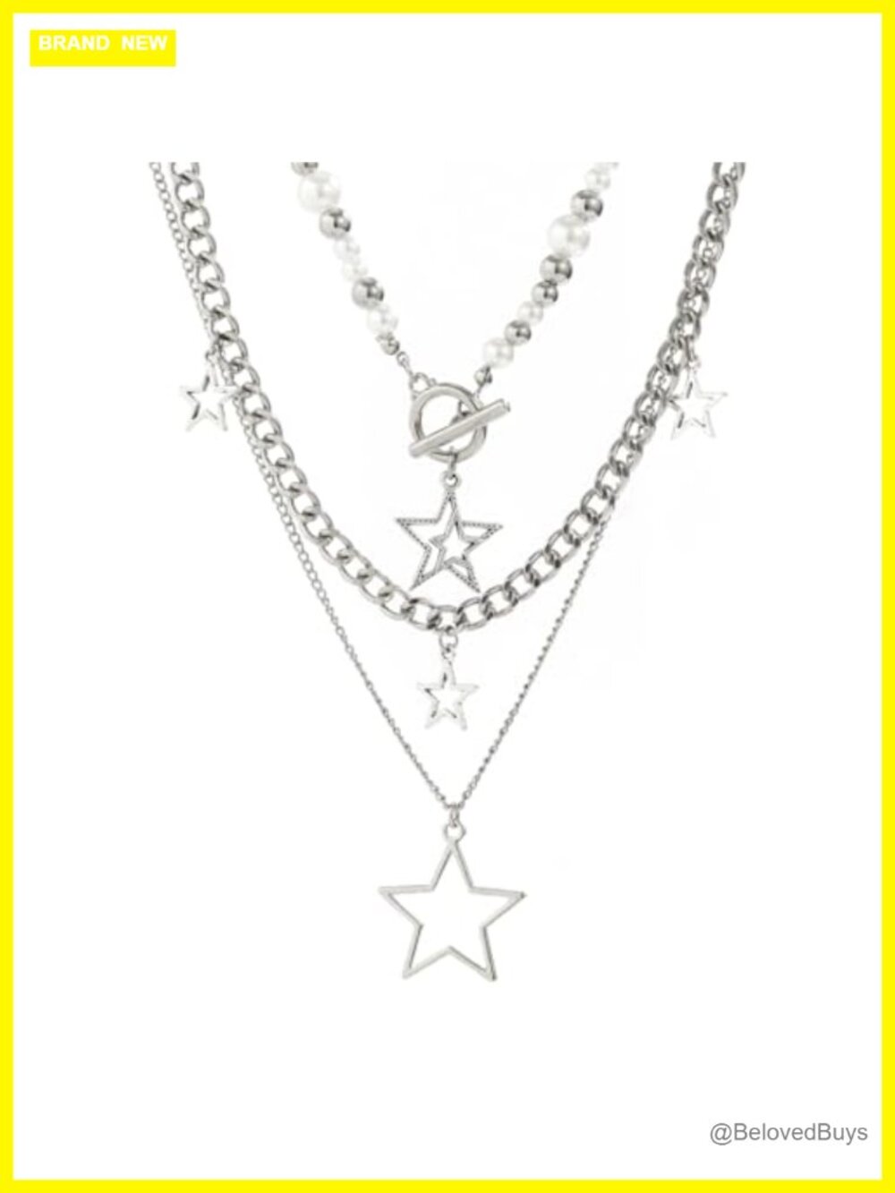 Y2K Star Necklace Set Layered Toggle Chain Grunge Emo Aesthetic Jewelry for
